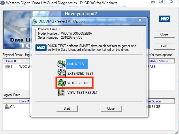 WD硬碟檢測軟體有資料清除Erase的功能可以使用