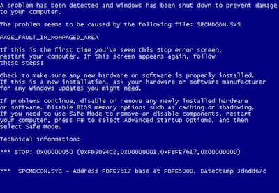 Windows作業系統故障開機時會顯示藍色錯誤畫面